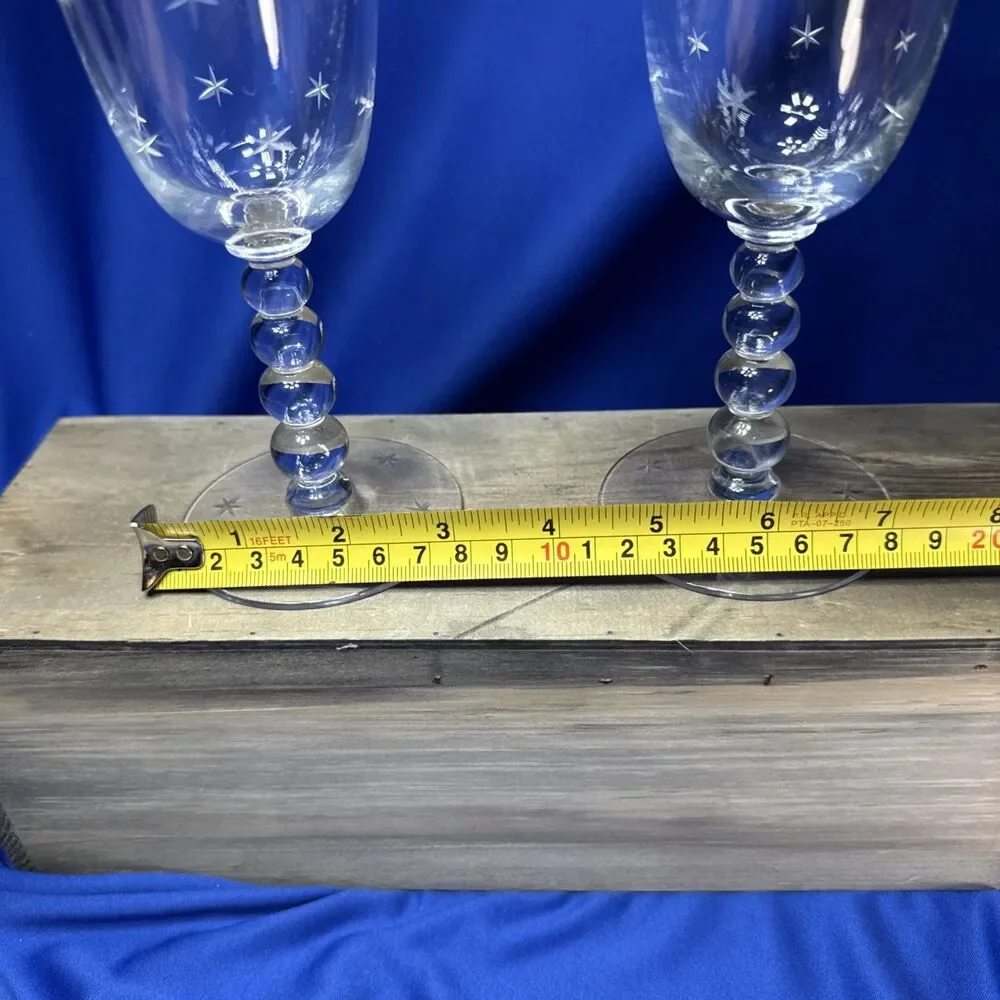 Vintage Candlewick 6 Point Star Cut 9  oz.  4 Ball Stem Water Goblets Set of 2